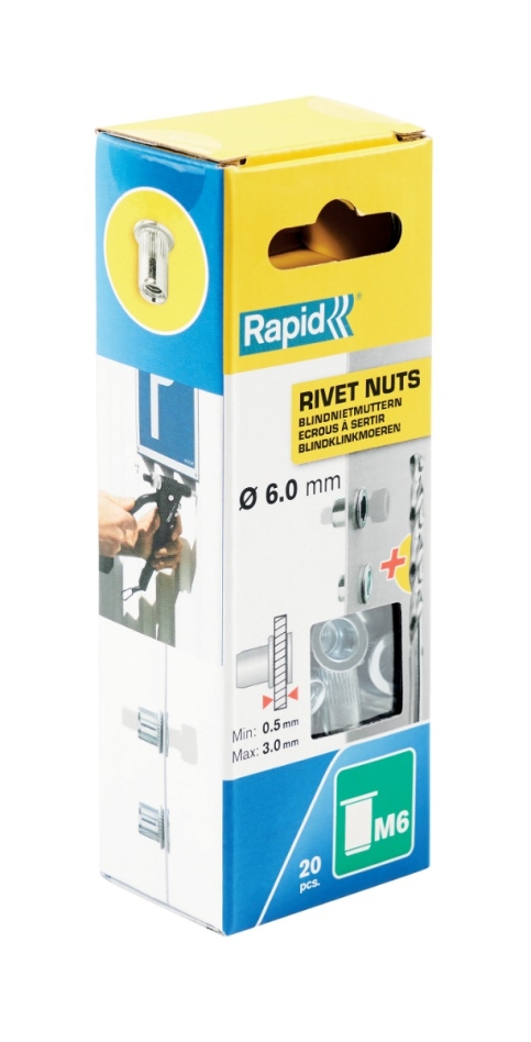 Rapid 5000673 Écrous à rivet aveugle M6  20 pièces