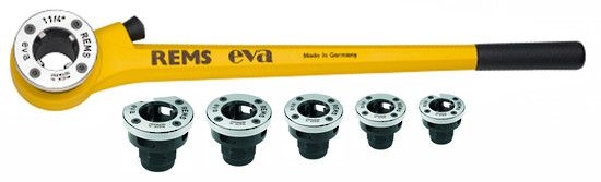 Rems 520003 Eva Set R 3/8 - 1/2 - 3/4 - 1 - 1 1/4" Fer à fileter manuel avec têtes de coupe à changement rapide
