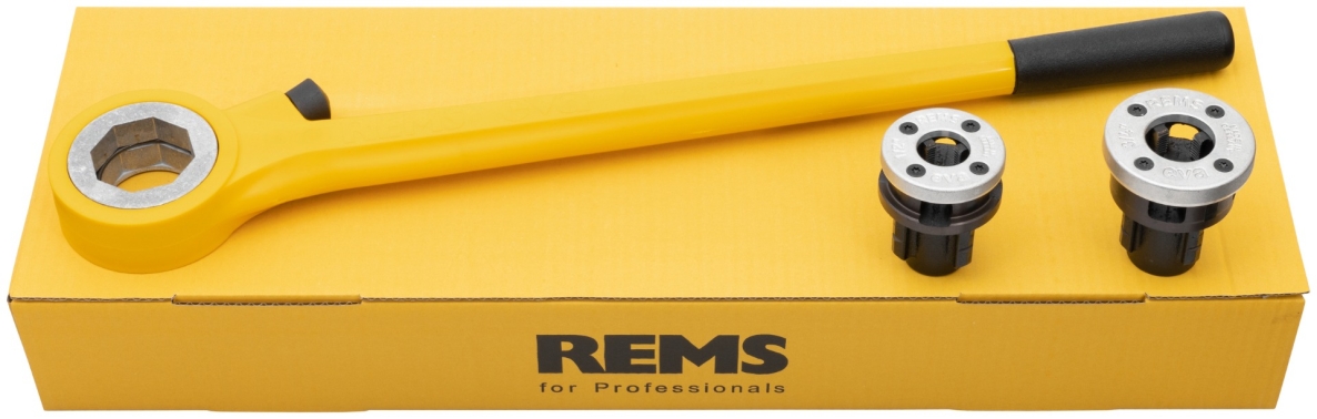 Rems 520008 Eva Set R 1/2-3/4" Fer à fileter à main avec têtes de coupe à changement rapide