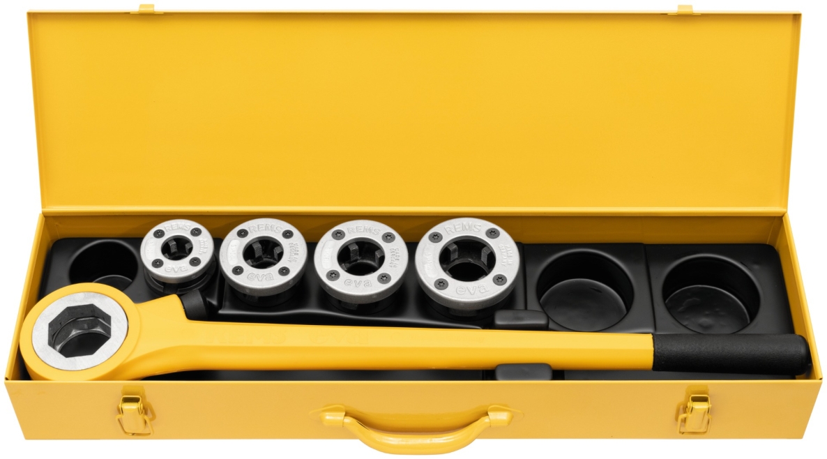Rems 520009 Eva Set M 20-25-32-40(M x 1,5) Fer à fileter à main avec têtes de coupe à changement rapide