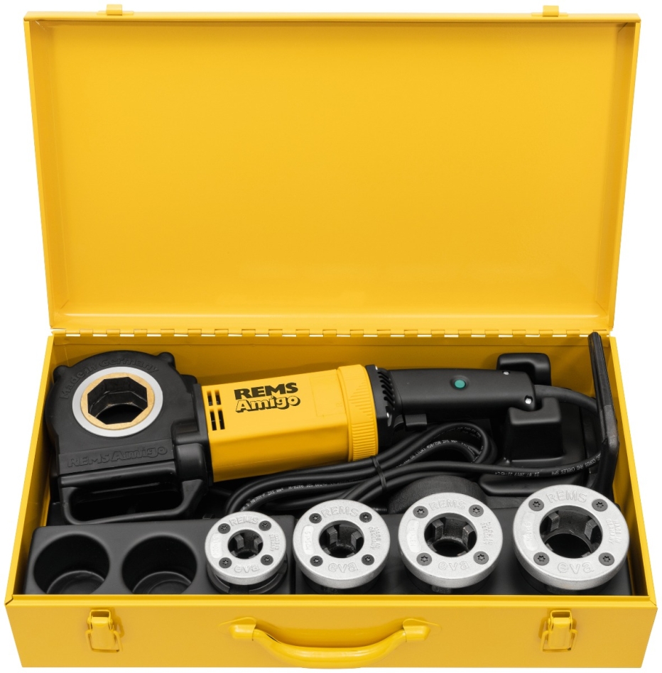 Rems 530023 R220 Amigo Set M 20-25-32-40(M x 1,5) Coupe-fil électrique avec têtes de coupe à changement rapide