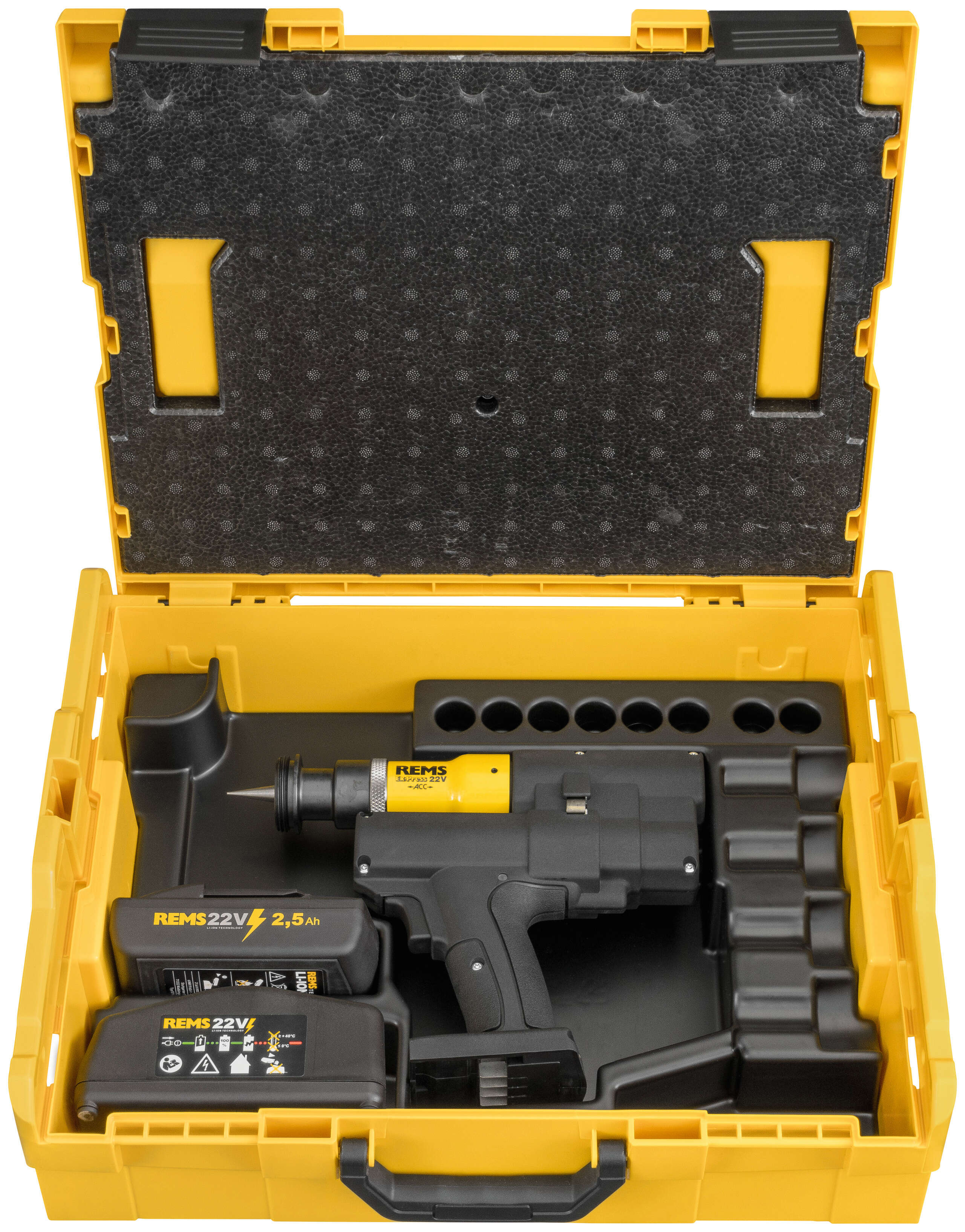 Rems 575032 R220 Ex-Press P 22V ACC Basic-Pack : perceuse-visseuse sans fil pour tubes, avec 1 batterie 22 V 2,5 Ah et un chargeur rapide dans une mallette L-Boxx