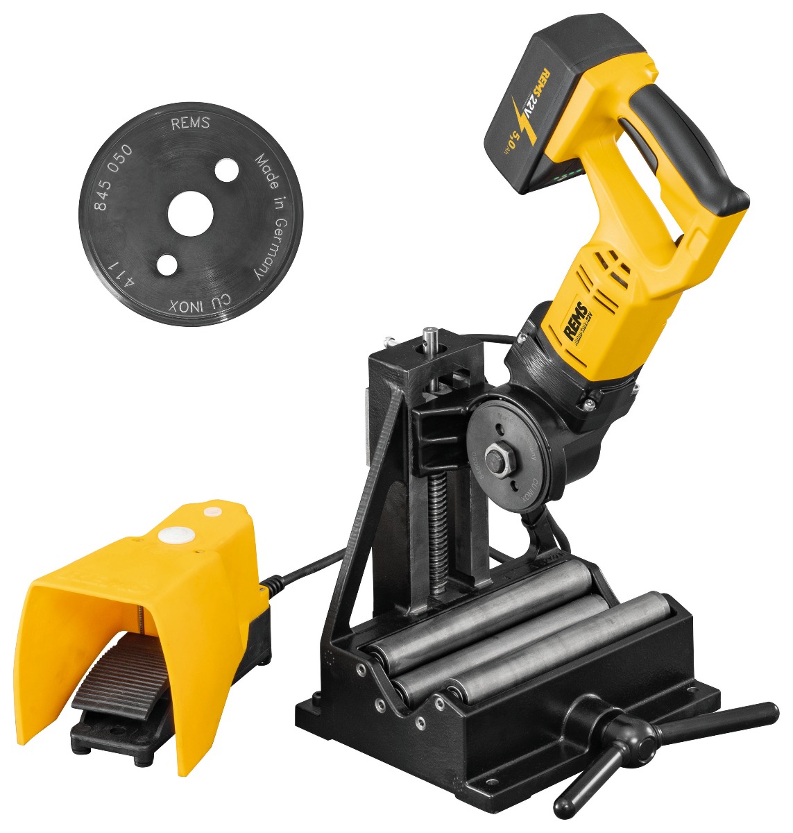 Rems 845X04 R220 Batterie CENTO 22V Basic + molette de coupe gratuite Cu-INOX