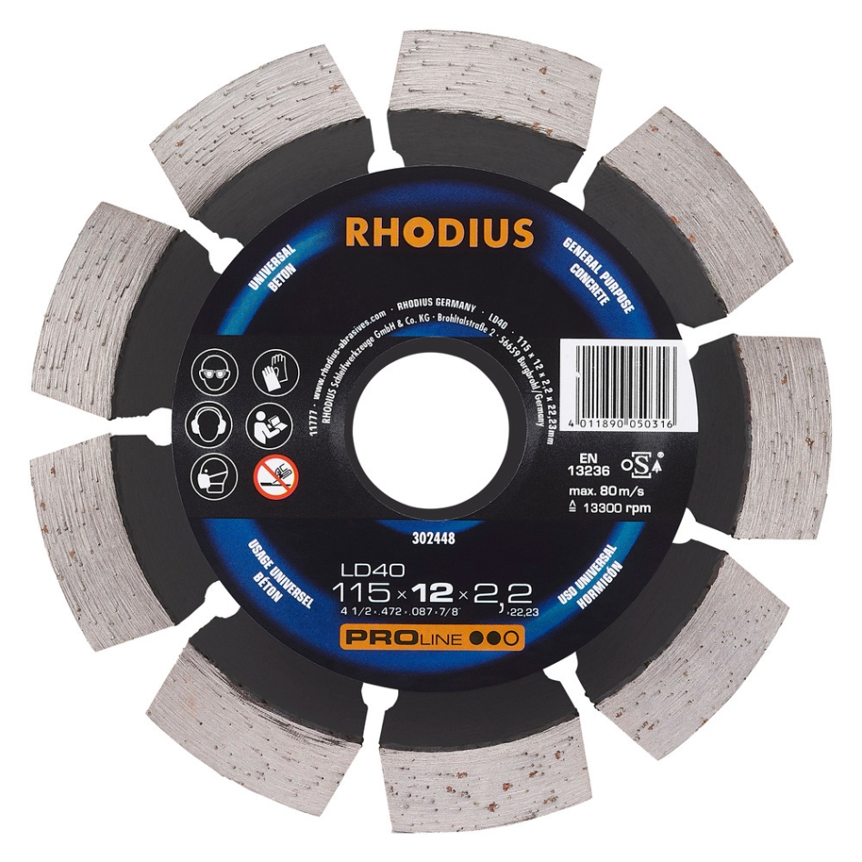 Rhodius 302448 LD40 Disque à découper diamanté 115mm