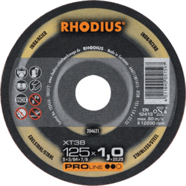 Rhodius 205701 Disque à tronçonner XT38 pour métal fin/Inox 180 x 1,5 x 22,23 mm