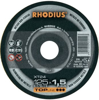 Rhodius 205910 Disque à tronçonner en aluminium fin XT24 115 x 1,5 x 22,23 mm