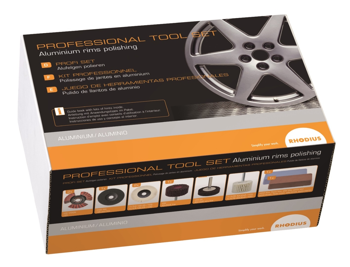 Rhodius 209541 Set professionnel pour le polissage des jantes en aluminium