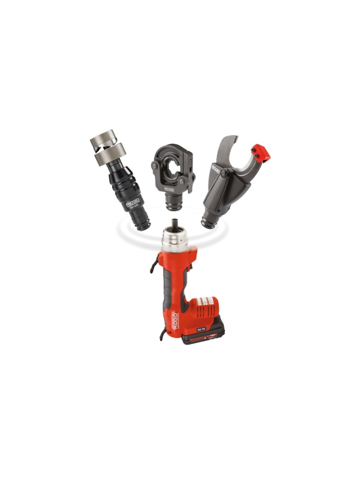 Ridgid 43633 RE 60 Outil d''électricien sur batterie 18V 2.0Ah Li-Ion tête de coupe, tête de rétraction et tête de poinçonnage