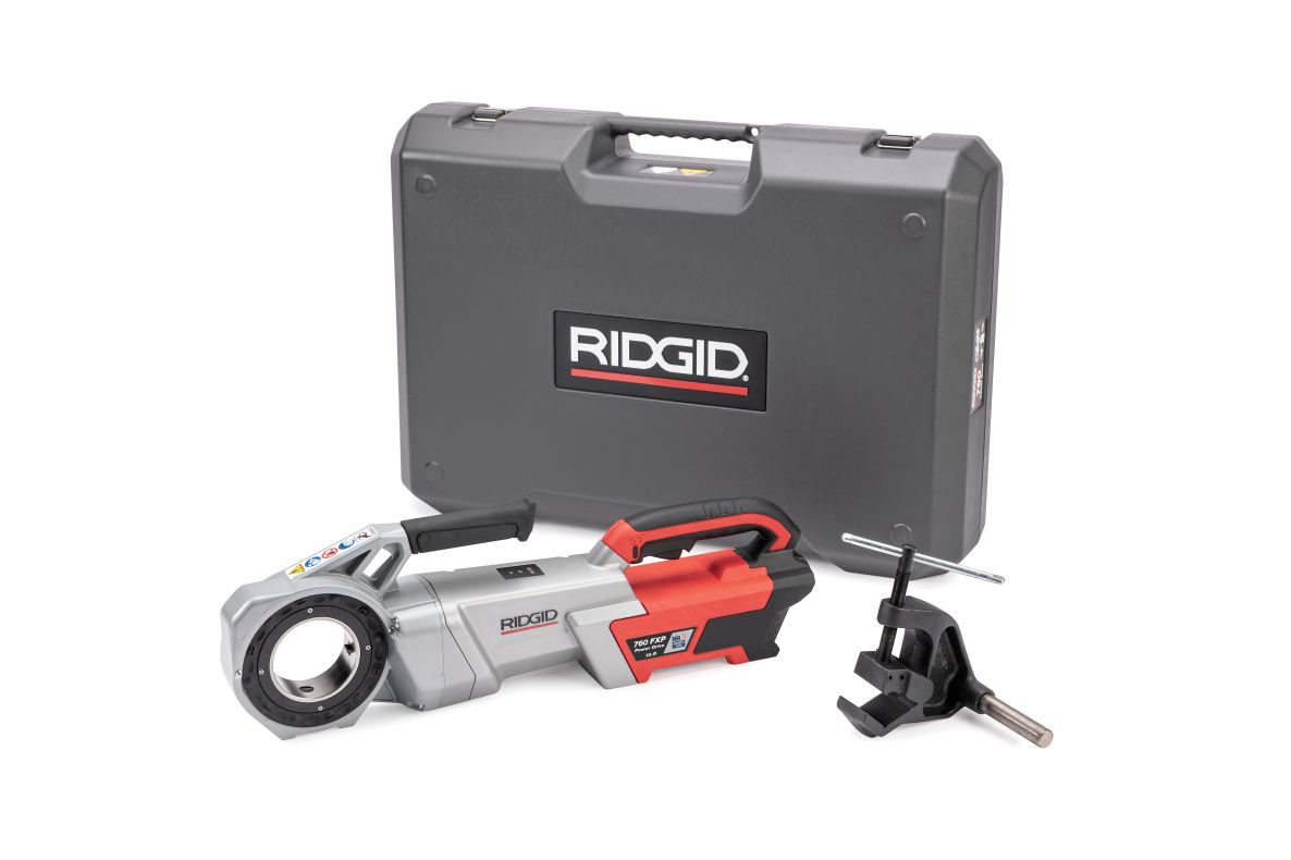 Ridgid 71993 760 FXP Machine d'entraînement électrique sans fil (12-R) avec bras de support excl. batterie et chargeur en mallette