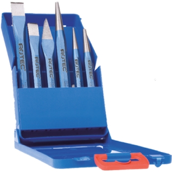 Rotec 218.9005 Jeu de ciseaux à froid 6 pièces en casette plastique