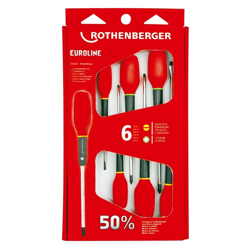 Rothenberger 73571 EUROLINE Jeu de tournevis pozidriv - 6pcs