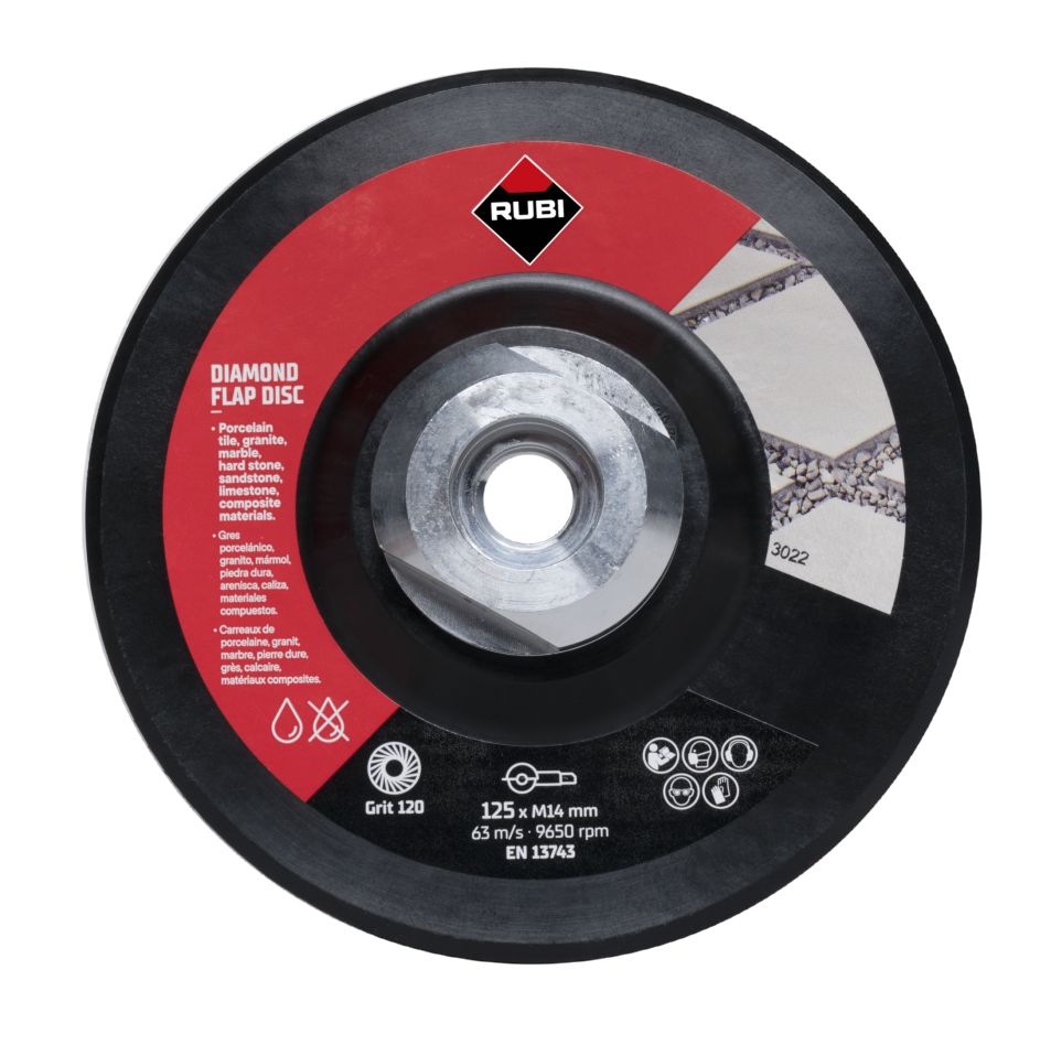 Rubi 32938 Disque à lamelles diamantées Ø125mm grain 100/120# M14