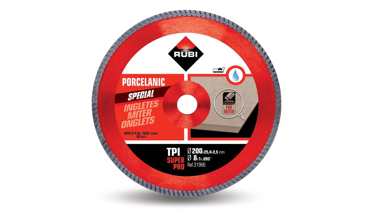 Rubi 31966 TPI-200 Super Pro 200 mm x 25.4 mm Scie diamantée pour porcelaine, céramique, onglet turbo