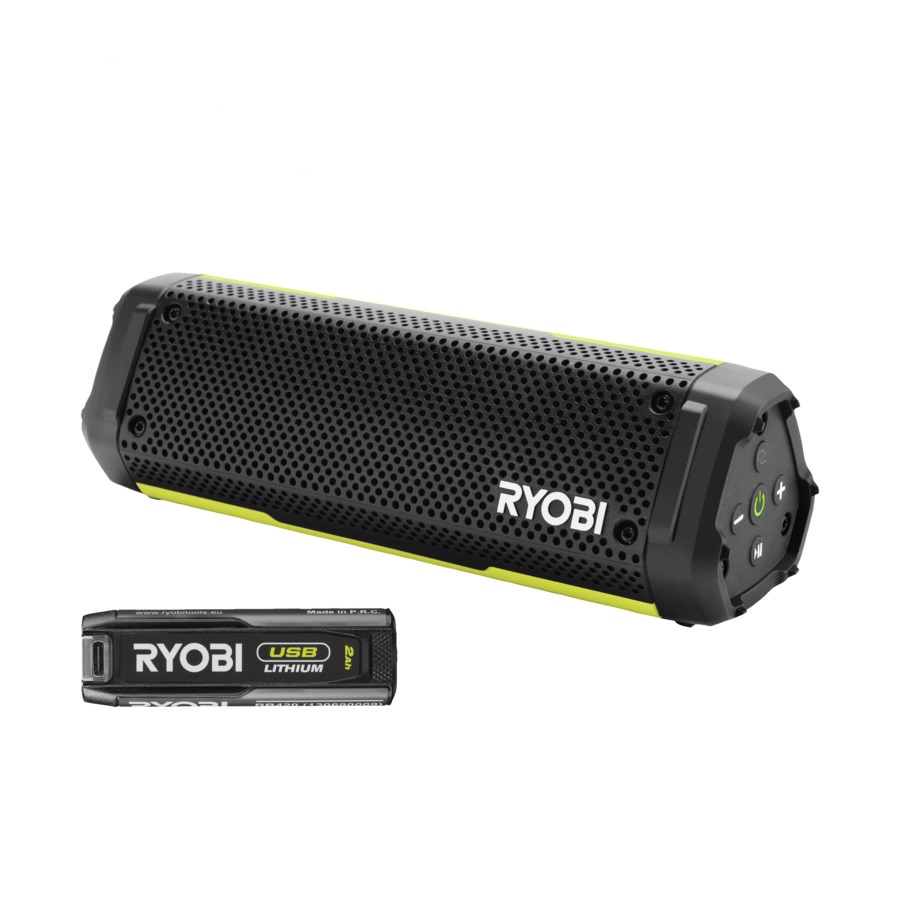 Ryobi 5133006428 Bluetooth 4V USB Lithium Battery Speaker 2.0 Ah batterie et chargeur dans la boîte