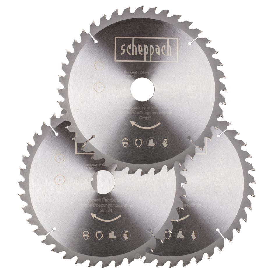 Scheppach 7901200721 Jeu de lames de scie circulaire 3 pièces Ø 255 mm