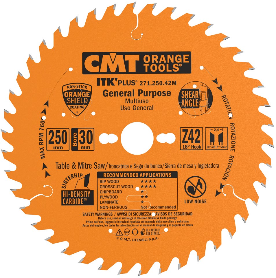 CMT 271.250.42M Lame de scie ultra fine avec limiteur de copeaux 250 x 30 x 42T