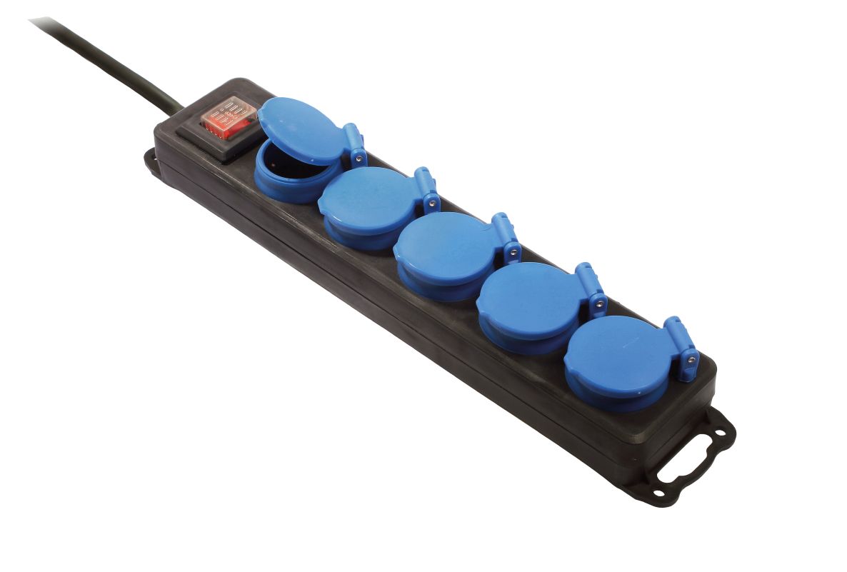 Schwabe 38609 Boîte de distribution 230V/16A IP44 5 voies avec câble d'extension H07RN-F 3G1,5 1,5m