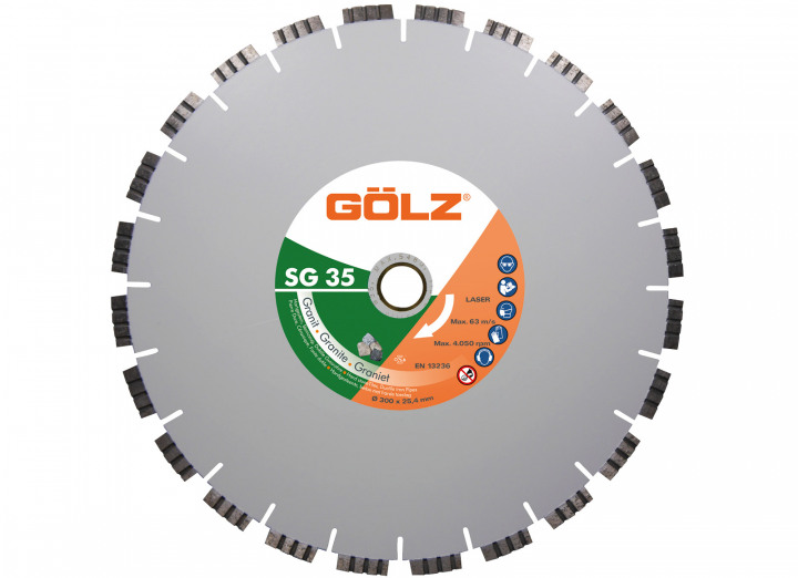 Gölz 03963270351 SG35 Lame de scie diamantée Granite Hardstone 350 x 25.4 mm