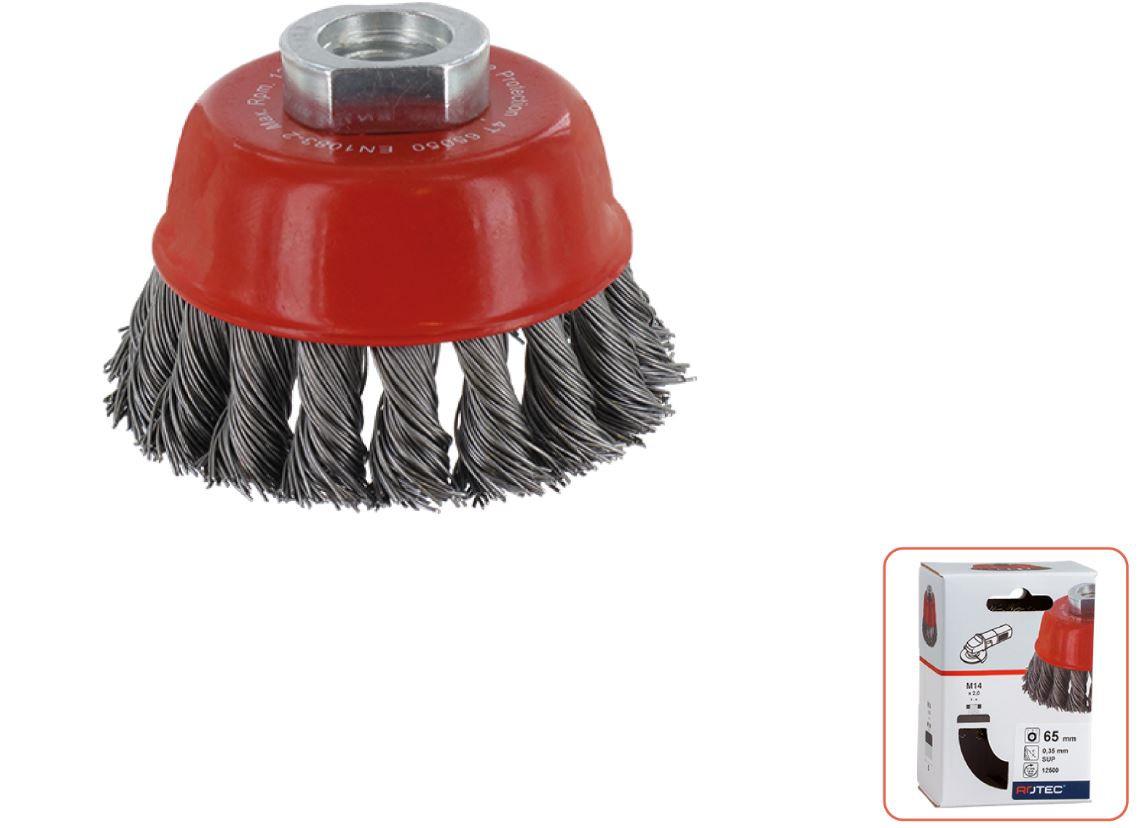 Rotec 798.0010 Brosse à godet M14 65 x 0,35 mm fil d'acier torsadé