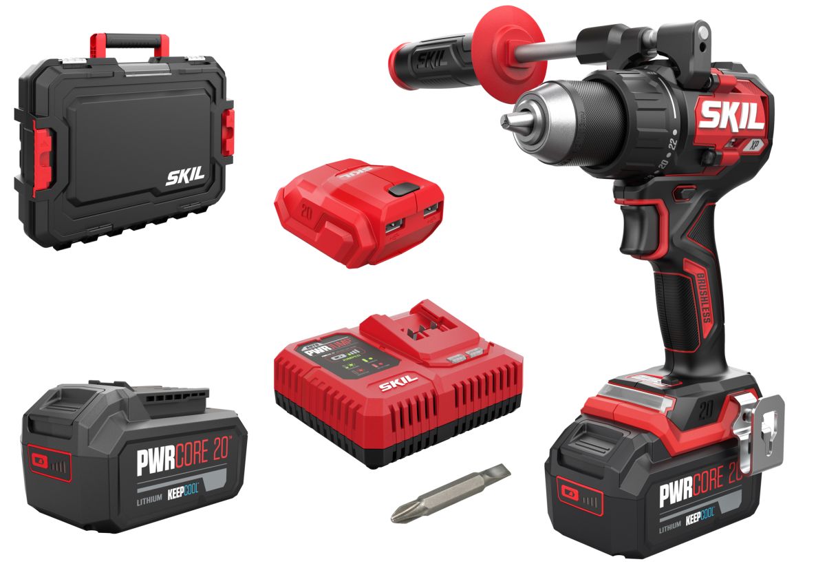 SKIL DD1E3080HB Perceuse à batterie 20V Brushless 130Nm 2x 4.0Ah + chargeur PWRJump + adaptateur USB en mallette