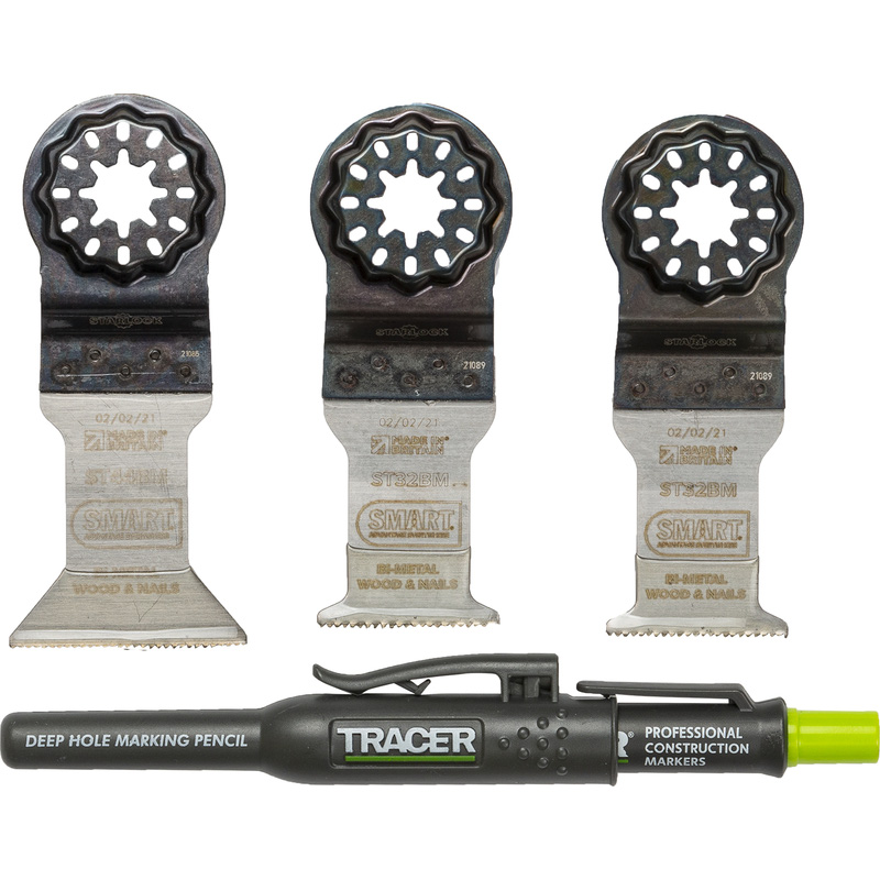 Smart Blades ST3MP Jeu de lames de scie StarLock Bi-Metal + crayon de marquage profond gratuit 4 pièces