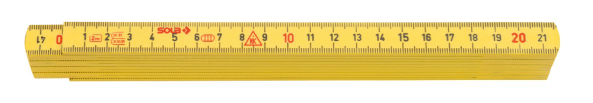 Sola 53030101 G59-2-10 HK2/10G Mètre pliant plastique 2m
