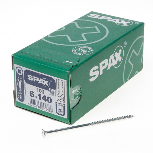 SPAX 1081010601405 Vis à panneaux d'aggloméré 6x 140 mm tête fraisée cruciforme Z3 filetage partiel WIROX 100pcs