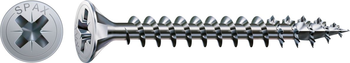 SPAX 1081010500203 Vis universelle 5 x 20 mm, filetage or, tête fraisée, Phillips Z2 - 200 pièces