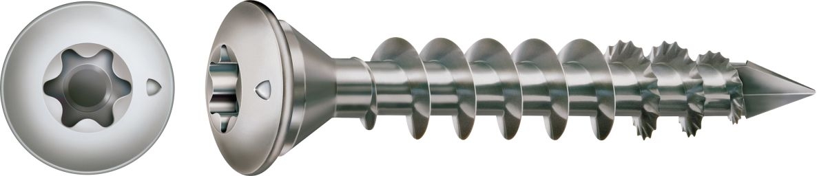 SPAX 35708000601001 Vis à tête cylindrique 8 x 50 mm, tête centrale, T-STAR PLUS T40, filetage or, acier inoxydable A1 - 50ST