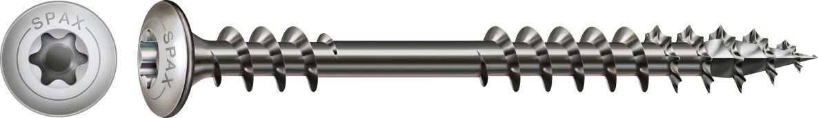SPAX 0567000500563 Vis à terrasses Bold 5 x 56 mm, Tête plate, T-STAR PLUS T20, Filet de fixation, acier inoxydable A2 - 100ST