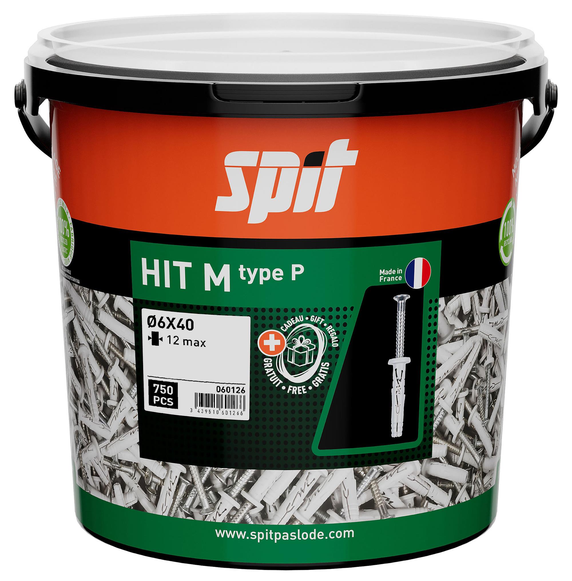 Spit 060126 HIT-M 6x40/12P Bouchon &agrave; percussion avec collier 750 dans le godet