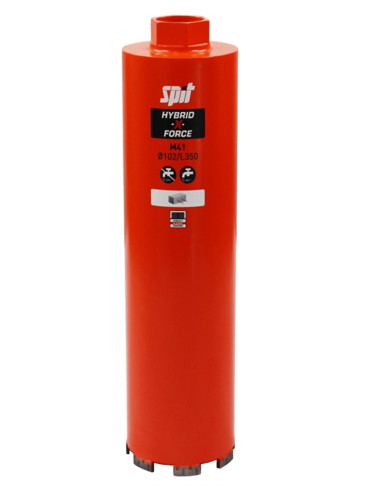 Spit Accessoires 654711 HYBRID-X-FORCE Trépan diamant sec et humide M41 D.62X350