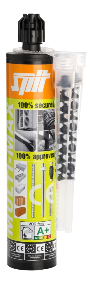 Spit Fixations 060040 Multi-Max PLUS Mortier d'injection 280 ml (y compris 2 buses de mélange CM12L)
