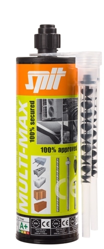 Spit Fixations 060047 Multi-Max PLUS Mortier d'injection 410 ml (avec 2 buses de mélange CM12L)