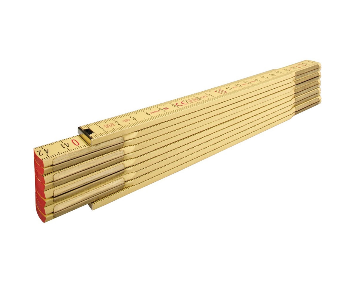 Stabila 01104 Mètre ruban bois 2M Type 607 jaune clair