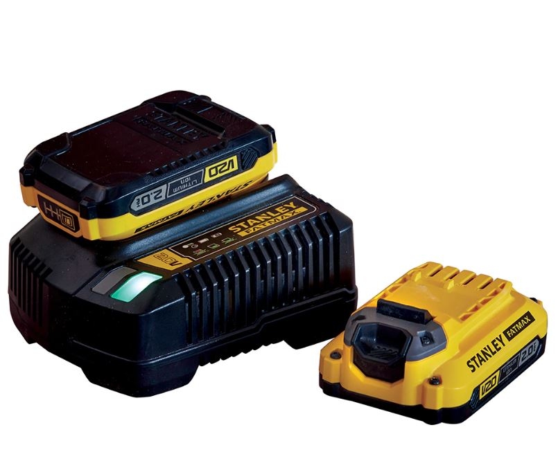 Stanley SFMCB12D2 Fatmax V20 Starter Kit 2x Batterie 18V 2.0 Ah + Chargeur de batterie