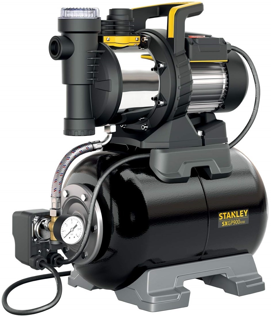 Stanley 51773 SXGP900XFBE Pompe &agrave; pression automatique 230 V 900 W IPX4 avec r&eacute;servoir de 24 L et pressostat m&eacute;canique