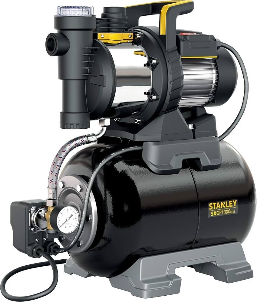 Stanley 51775 SXGP1300XFBE Pompe automatique en plastique/acier 230 V 1 300 W IPX4, avec réservoir de 20 L et pressostat mécanique