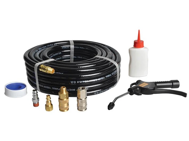 Stanley Bostitch CPACK15 Tuyau de compresseur 15 m avec raccords et kit d'huile
