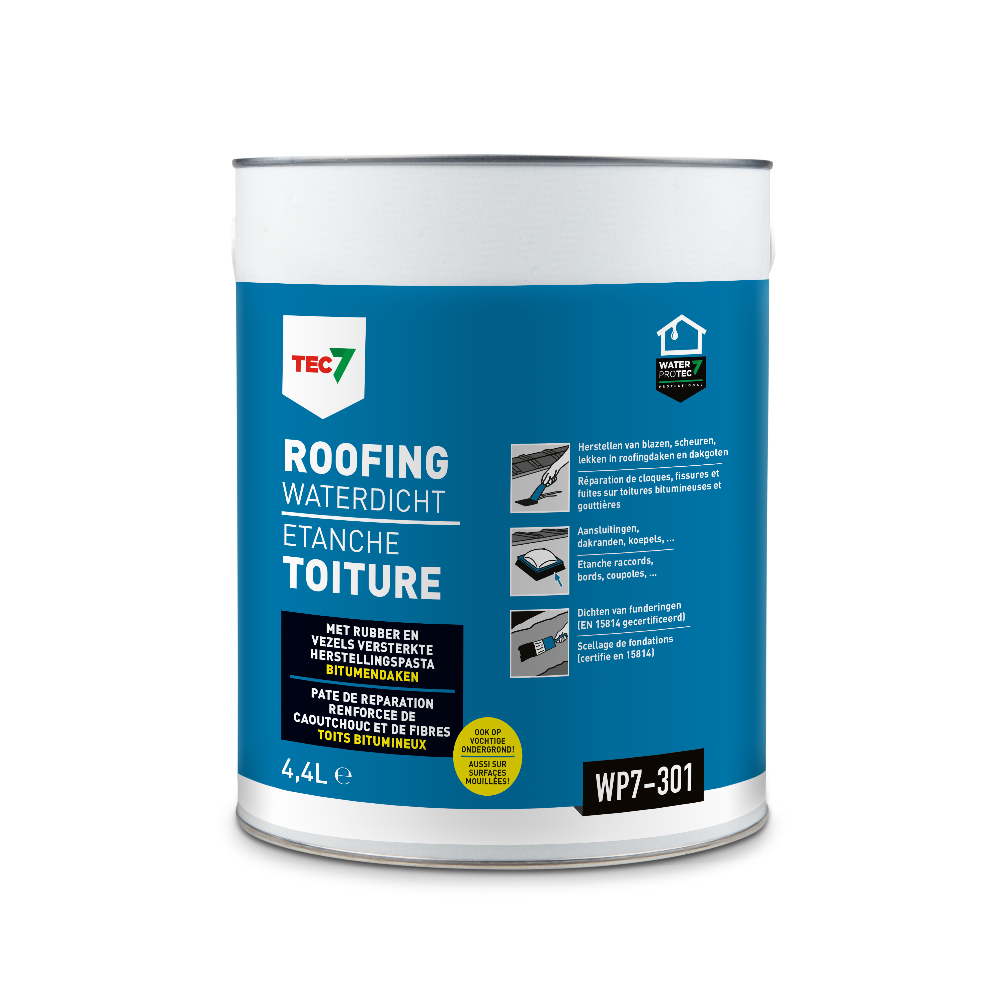 TEC7 602205000 WP7-301 Pâte de réparation imperméable pour toiture pot 4.4L