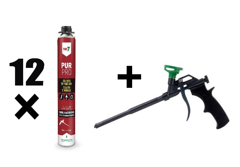 TEC7 670005Set PUR PRO Set : 12 x Pistol PUR mousse 750 ml + PUR Gun gratuit