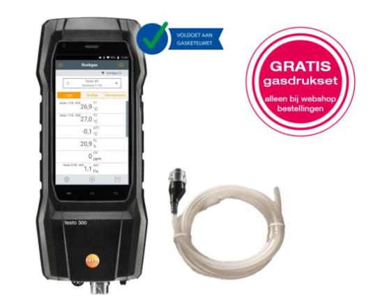 Testo 0564 3004 12 300 Black Edition set Analyseur de gaz de combustion