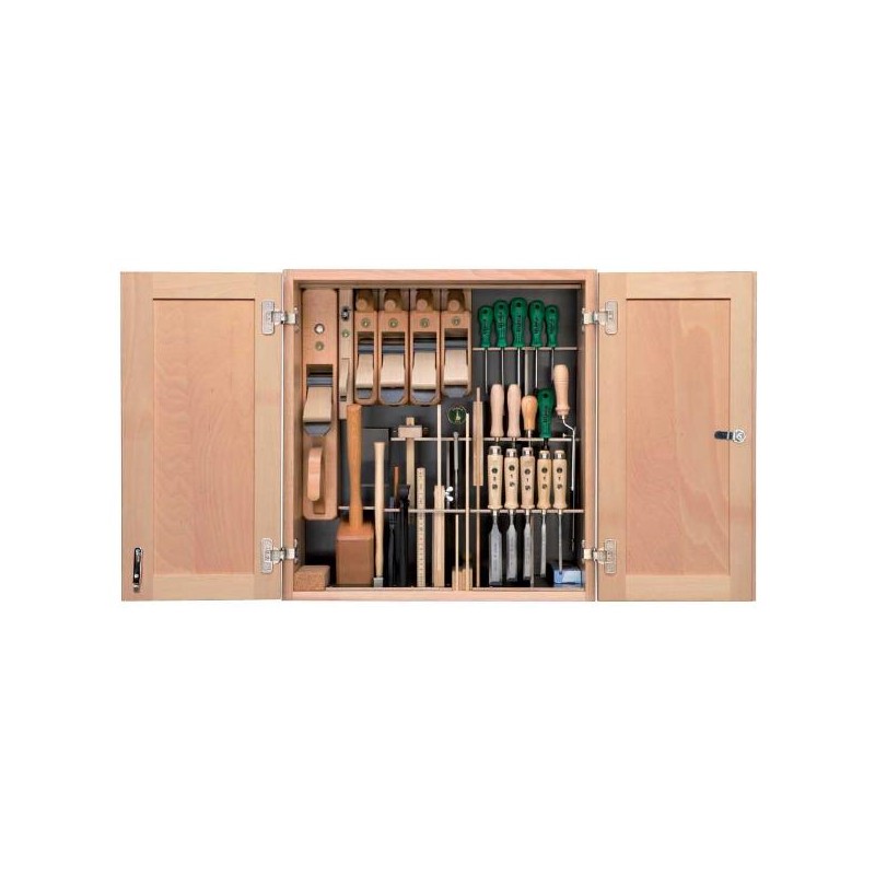 Ulmia 40-304 Jeu d'outils 37 pièces pour le menuisier dans un coffret en bois