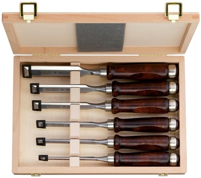 Ulmia 178HK Set de sculpture en bois de charme brun 6 pièces dans un coffret en bois