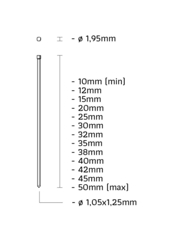 Union J-25CVKI Minibrad galvanisé 18GA 1.25mm longueur 25mm 5000pcs