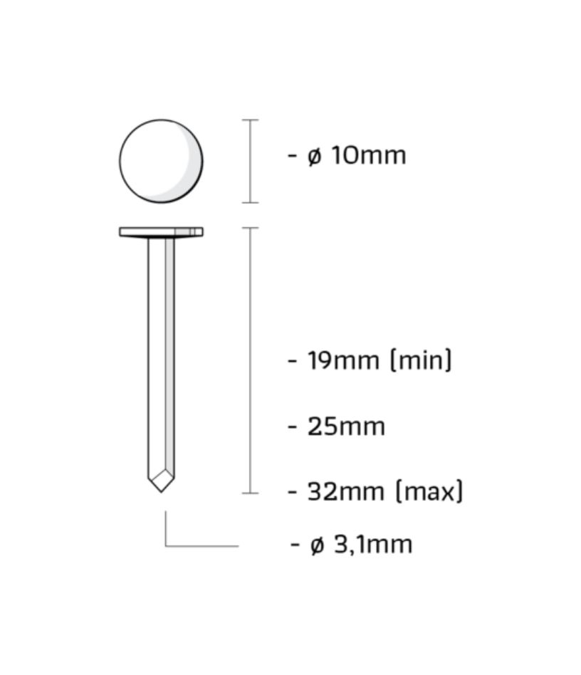 Union IZ25ARGK Clou pour asphalte en acier inoxydable 304 (V2A) lisse longueur 25mm 7200pcs