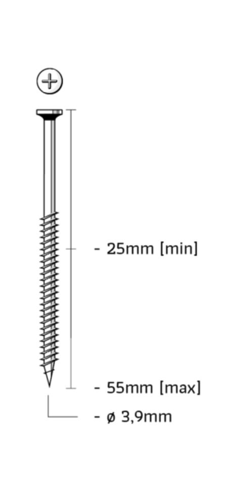 Union SM3.9X30GPB Vis sur bande phosphatée avec filetage fin longueur 30mm 1000pcs