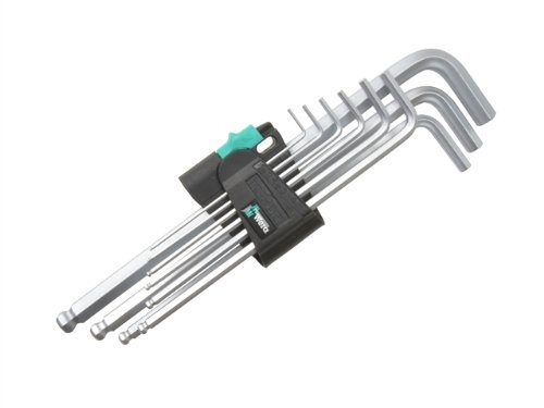 Wera 05073391001 5073391001 Cle mâle 6 pans tête spherique chromé 950/+ PKL hex-plus 1 SB (jeu de 9)
