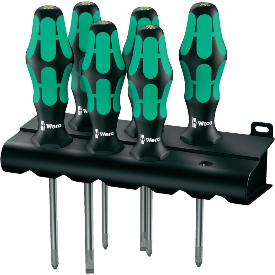Wera 05105622001 335/350/355/6 Jeu de tournevis Kraftform Plus Pointe laser + support, 6 pièces