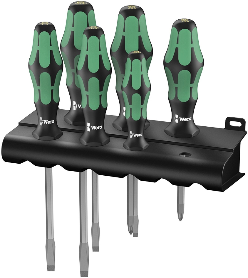 Wera 05007681001 334/355 SK/6 Jeu de tournevis Kraftform Plus Pointe laser + support, 6 pièces